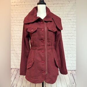 Stussy Burgundy Utility Jacket with Large Collar